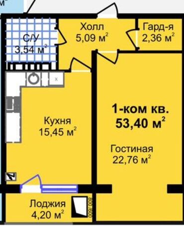 1к кв продаю: 1 бөлмө, 54 кв. м, Элитка, 7 кабат, Дизайнердик ремонт