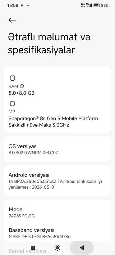 iphone 15 pro satış: Poco F6, 256 GB, rəng - Gümüşü, Sensor — 4