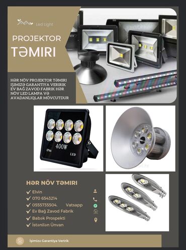 ev temiri sirketleri kreditle: Hər Növ Projektorlarin Təmiri Sərfəli giymət və Elektrik Xidməti