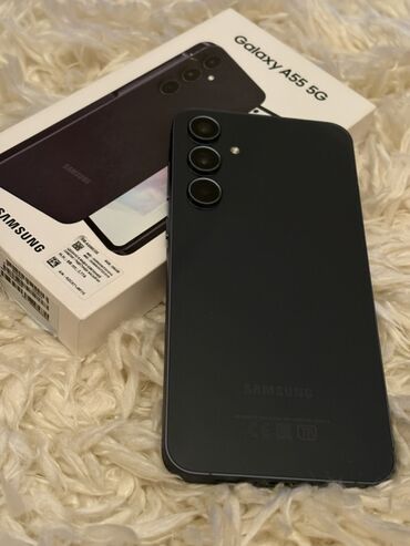 Samsung Galaxy A55, 256 ГБ, цвет - Синий, Отпечаток пальца, Кнопочный, Face ID