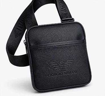 planika obuca: Muška crossbody torbica Giorgio Armani - Materijal: teksturisana crna — 1