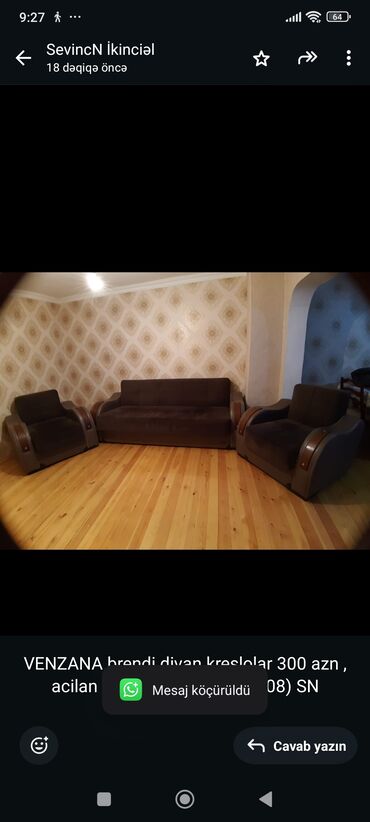 Ev üçün digər mebel: İşlənmiş, Divan, 2 kreslo