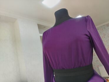 Ziyafət donları: Bənövşəyi rəngdə zərif ziyafət/libas - Model: uzun ətəkli, tam qollu — 5