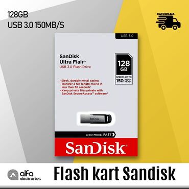 sandisk 128gb: Flaş kart Sandisk 128GB Usb 3.0 Ultra Flair Məhsulun təsviri