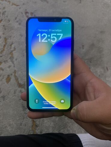 Apple iPhone: IPhone X, Б/у, 64 ГБ, Черный, Чехол, 100 %