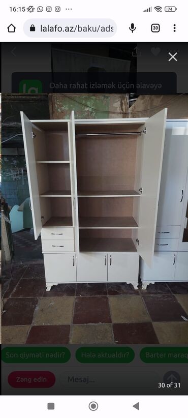 Dolablar: Yeni, Açılan, 3 qapılı Düz dolab, Dolab-asılqan, Azərbaycan — 21