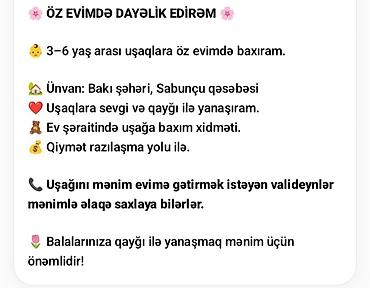 tiktok level satilir: Bakının Sabunçu qəsəbəsində ev şəraitində dayə xidməti təklif olunur — 1