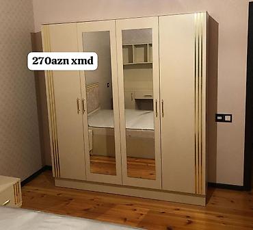 divar skaflari: Yeni, 4 qapılı, Güzgülü, Bej, Açılan, Düz dolab — 1