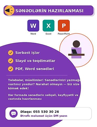 editor: Sənədlərin hazırlanması xidməti - Word, Excel, PowerPoint üzrə — 1