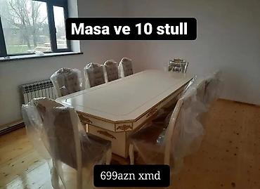 banke: Məhsul: Yemək otağı dəsti – masa və 10 ədəd stul - Rəng: açıq — 1