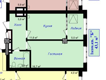земельной участок: 1 комната, 43 м², Элитка, 10 этаж, ПСО (под самоотделку)