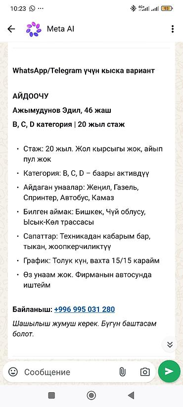 Услуга: водитель категории B, C, D с 20‑летним стажем - Опыт: 20 лет at lalafo.kg Услуга: водитель категории B, C, D с 20‑летним стажем - Опыт: 20 лет