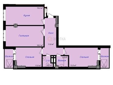 рядом с аламединским рынком: 3 комнаты, 85 м², Элитка, 8 этаж, ПСО (под самоотделку)