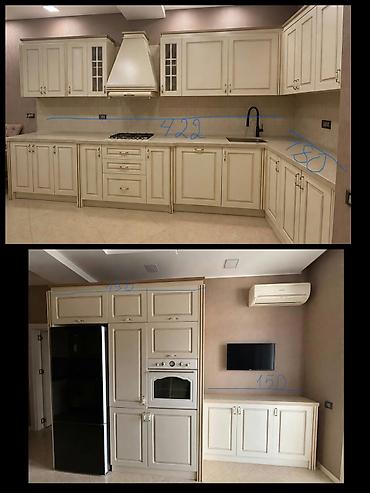 Mdf mashin boya, qizil suya salinmish el işi ilə Mətbəx mebeli 1300
