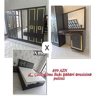 Ev üçün mebel: Yataq otağı dəsti - Rəng: tünd boz (qrafit) və qızılı detallarla - — 1