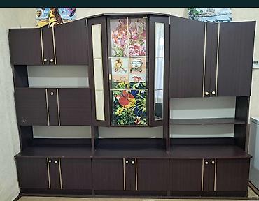 камод для зала: Секция-стенка для гостиной, модульная, темный венге с золотистыми — 1