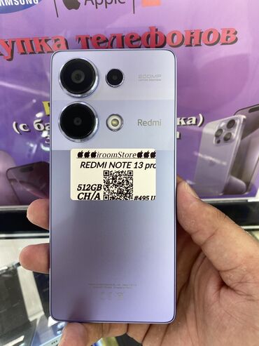 телефоны нокия: Redmi, Redmi Note 13 Pro, Колдонулган, 512 ГБ, түсү - Кызгылт көк, 1 SIM, 2 SIM