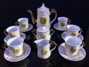 çay servis: Çay dəsti, rəng - Ağ, Farfor, Geisha, 6 nəfərlik, Yaponiya