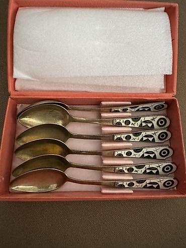 Столовые приборы: 6 ədəd çay qaşığı dəsti - Material: metaldan hazırlanmış, sap — 2