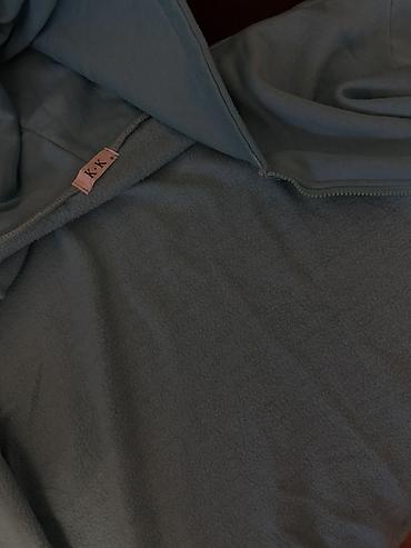karl lagerfeld duks: Mavi rəngli kapüşonlu fleece sviter (zipli) - Material: yumşaq, isti — 2
