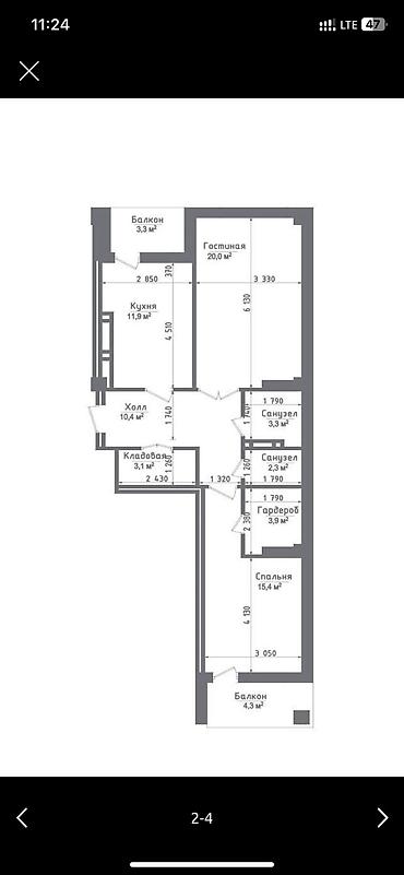 хосте: 2 комнаты, 78 м², парк Фучика Элитка, 2 этаж, ПСО (под самоотделку) — 3