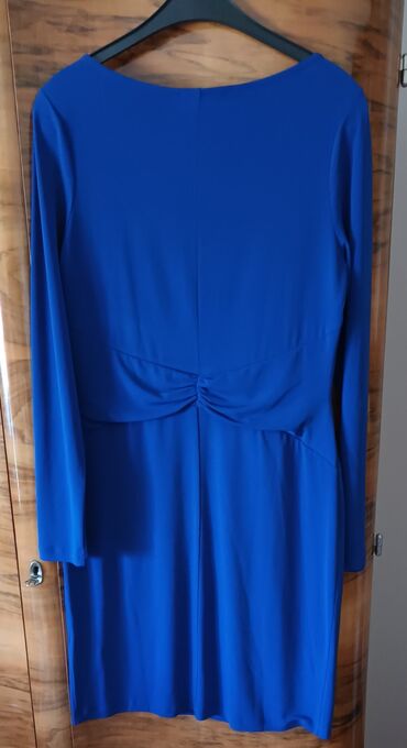 haljine za punije dame: A-Dress M (EU 38), color - Blue, Cocktail, Long sleeves