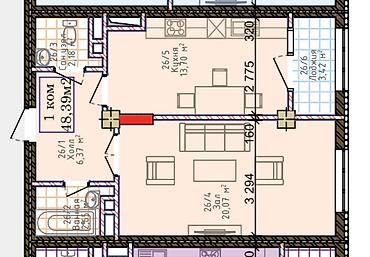 cap stroy city: 1 комната, 49 м², Ошский мкр., Элитка, 10 этаж, ПСО (под самоотделку) — 2