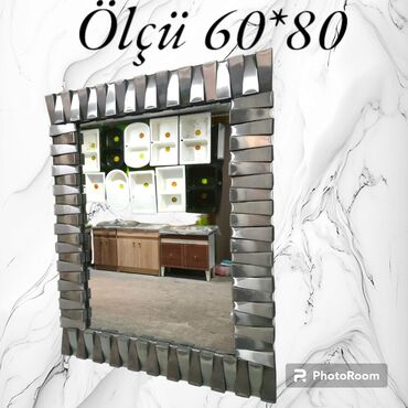 Güzgülər: Güzgü Divar üçün, Kvadrat, Hamam üçün, Naxışlı — 15