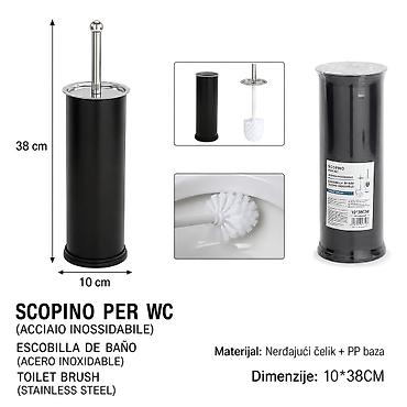 KMT 3213710-A WC četka sa držačem, elegantnog crnog dizajna. Drška i