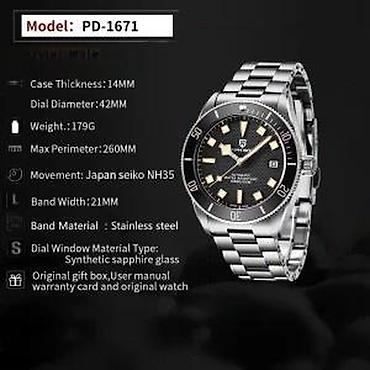 Ručni satovi: PAGANI DESIGN PD-1671 - 42mm - Plava - Tudor BB58 Homage Potpuno nov — 16