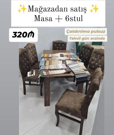 Sifarişlə dolablar: Qonaq otağı üçün, Yeni, Açılmayan, Dördbucaq masa, 6 stul