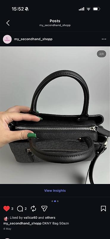 Çantalar: DKNY qadın çantası - Rəng: qara/grafit tonlarında monoqram naxışlı ön — 3