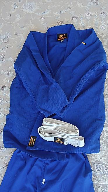 обувь 39: Кимоно для дзюдо Mizuno, синее - Комплектация: куртка, штаны, белый — 2