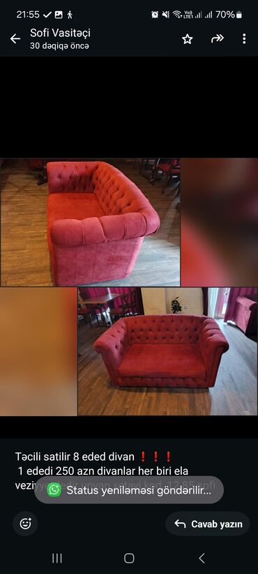 Professional sobalar: Təcili satilir 8 eded divan ❗❗❗ 1 ededi 250 azn divanlar her biri ela
