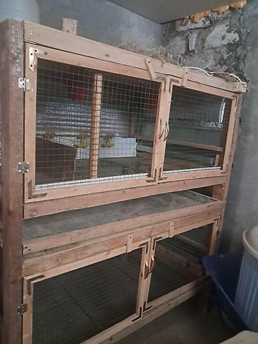 dovsanlar: Taxta iki mərtəbəli qəfəs - Material: qalın taxta karkas, ön — 1