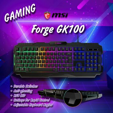 Masaüstü kompüterlər və iş stansiyaları: 👉 MSI FORGE GK100 Oyun Klaviaturası • 19 düyməyə qədər anti-ghosting