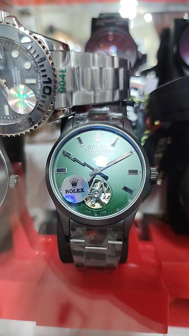 bakida saat: Saat: “Rolex Oyster Perpetual LabelNoir” üslubunda mexaniki qol saatı — 6