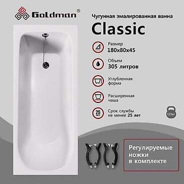 Чугунная эмалированная ванна Goldman Classic - Размер: ?45 см -