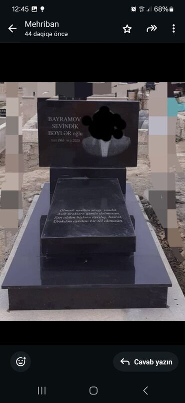 Başqa xidmətlər: Hər növ mərmər qranir .Qəbir daşlarının sifarişi qəbul — 7
