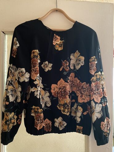 женская шифоновая блуза: Zara, S (EU 36), M (EU 38), цвет - Черный