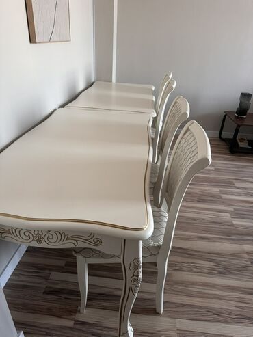 кухонный стол и стуля: Ашкана үстөлү жана отургуч, Колдонулган, Өзү алып кетүү, түсү - Ак