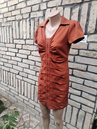 haljine od svile: M (EU 38), color - Orange, Other style, Short sleeves