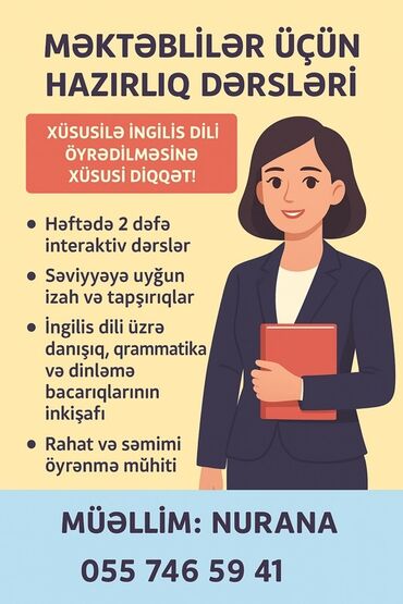 Kompüter kursları: Xarici dil kursu, İngilis dili, Uşaqlar üçün, Danışıq klubu