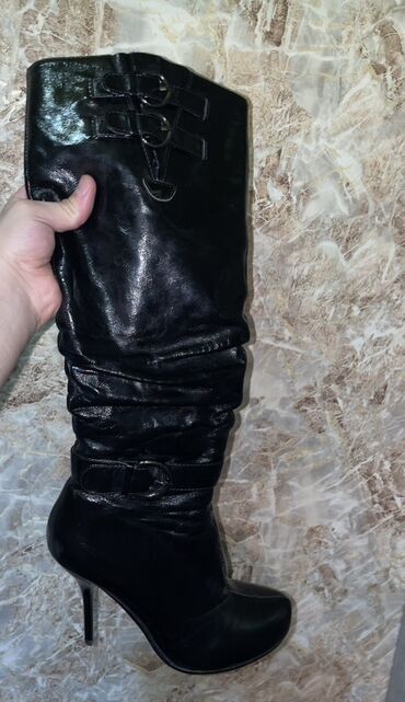 Çəkmələr: Qadın dəri çəkmə! – Calipso Vivace - Rəng: qara, parlaq fakturalı. - — 6