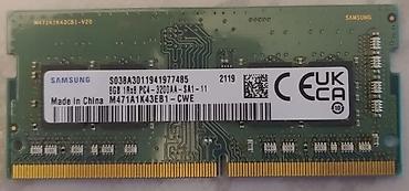 notebook ram: İşlənmiş amma işlək vəziyyətdə Samsung DDR 4 8 Gb SO-Dimm, tezliyi — 1