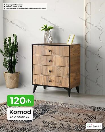 Komodlar: Komod – 4 çekməcəli, modern dizayn - Ölçülər: 40 × 100 × 80 sm - — 1