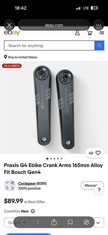 Велозапчасти: Алюминиевые шатуны Praxis Praxis G4 Ebike Crank Arms 165mm Alloy Fit — 7