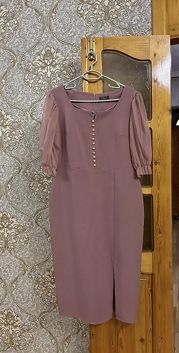 Zərif midi don 44razmer - Rəng: toz gül/boz-çəhrayı - Model: düz