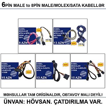 Настольные ПК и комплектующие: 4/6/8/12/24pin/Molex/SATA Kabellər 📍Ünvan: Bakı şəh, Suraxanı ray — 9