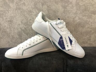 высокие мужские мокасины: Lacoste kişi krosovkası – Graduate 119 1 modeli - Rəng: ağ, yaşıl